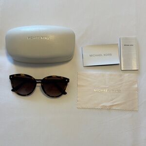 Michael Kors Tortoise Shell Classic Round Sunglasses with Gold Hardware